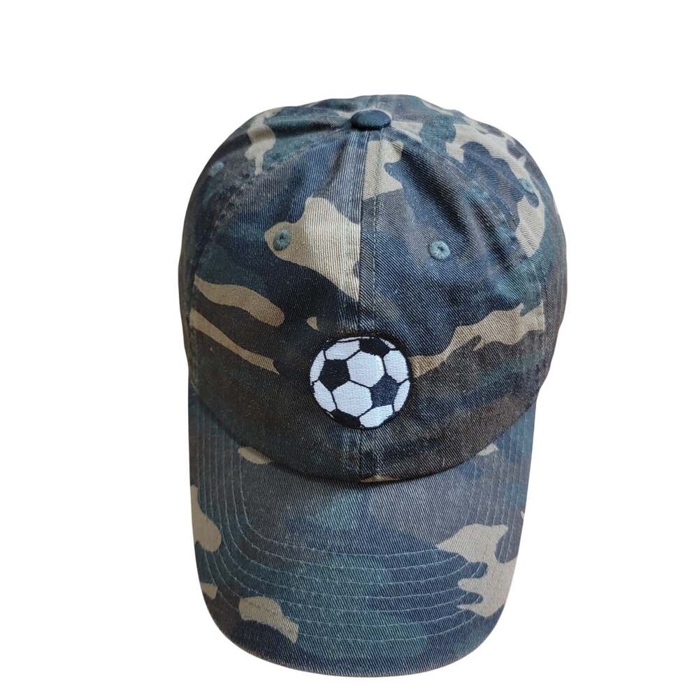 Camo Strapback Dad Hat Soccer Ball Patch Camouflage Cap Unstructured One Size